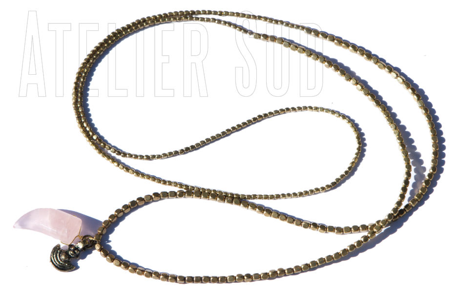 Corri Goud Rozenkwarts handgemaakte ketting