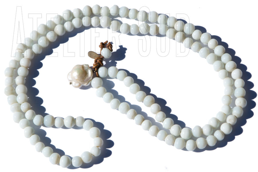 Gelo Mint Parelbloem handgemaakte ketting