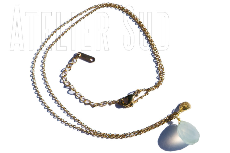 handgemaakte ketting ivy aqua chalcedoon