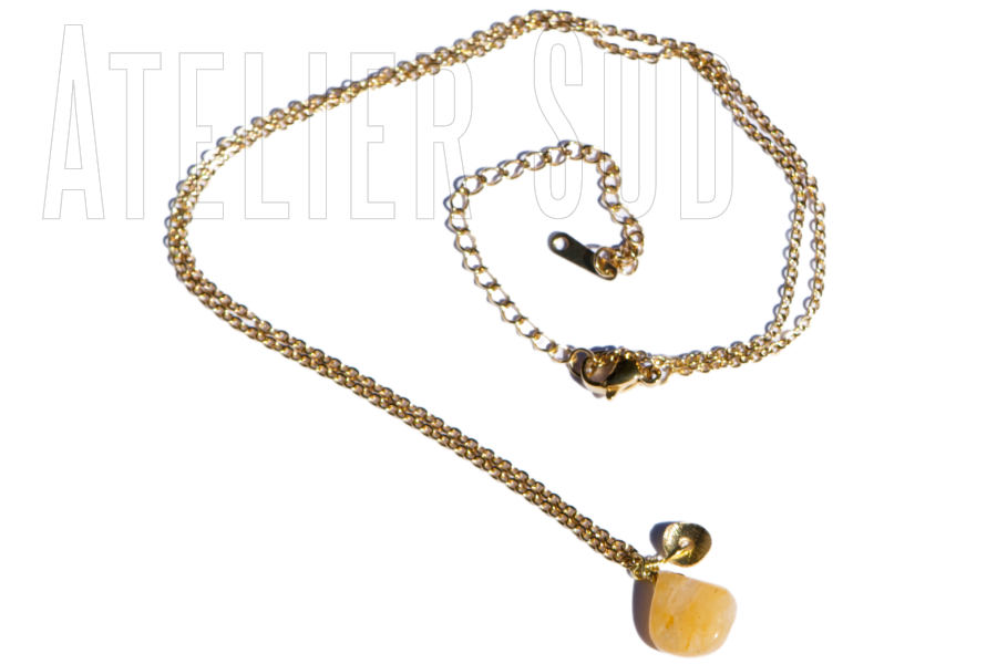 handgemaakte ketting ivy gele agaat
