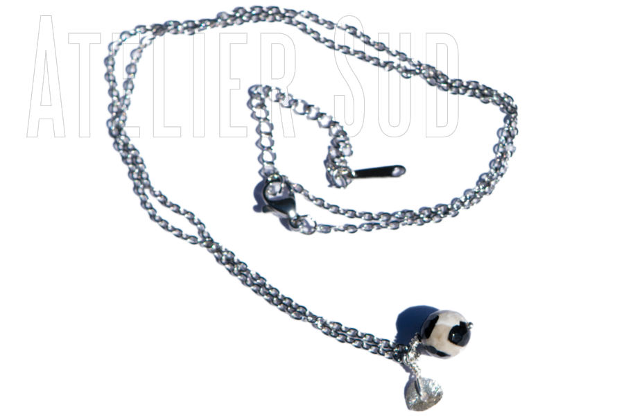zilver stippen agaat handgemaakte ketting
