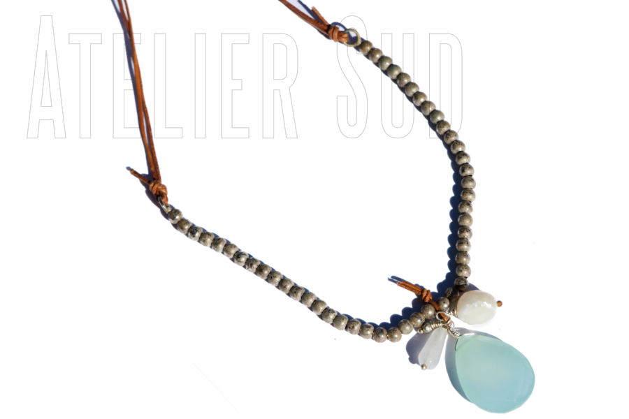 Pantano Aqua Chalcedoon handgemaakte ketting