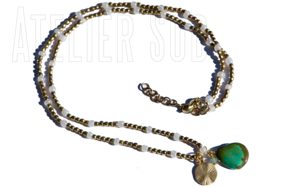 Tesou Goud Chrysopraas handgemaakte ketting