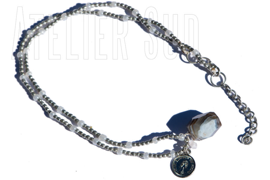 Tesou Zilver Agaat handgemaakte ketting