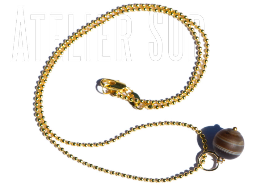 Tulia Koffie Mat Agaat handgemaakte ketting