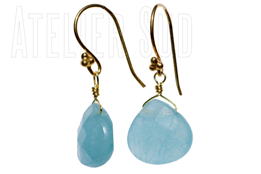 handgemaakte oorbel celsia blauwe chalcedoon