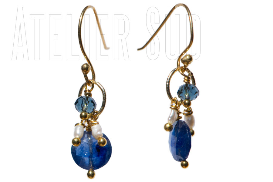 link jade blauw parel handgemaakte oorbellen