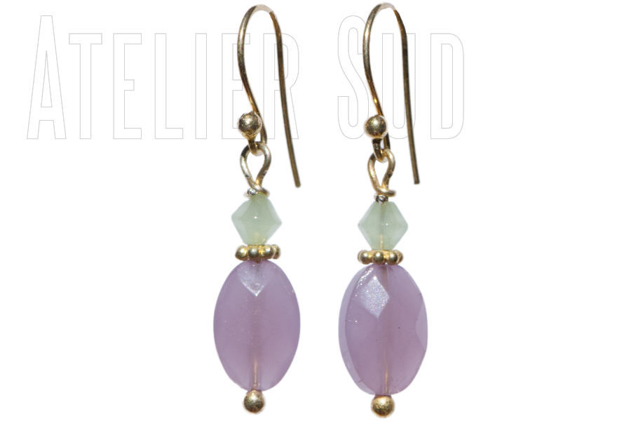 mauve lila chalcedoon aqua chalcedoon oorbellen