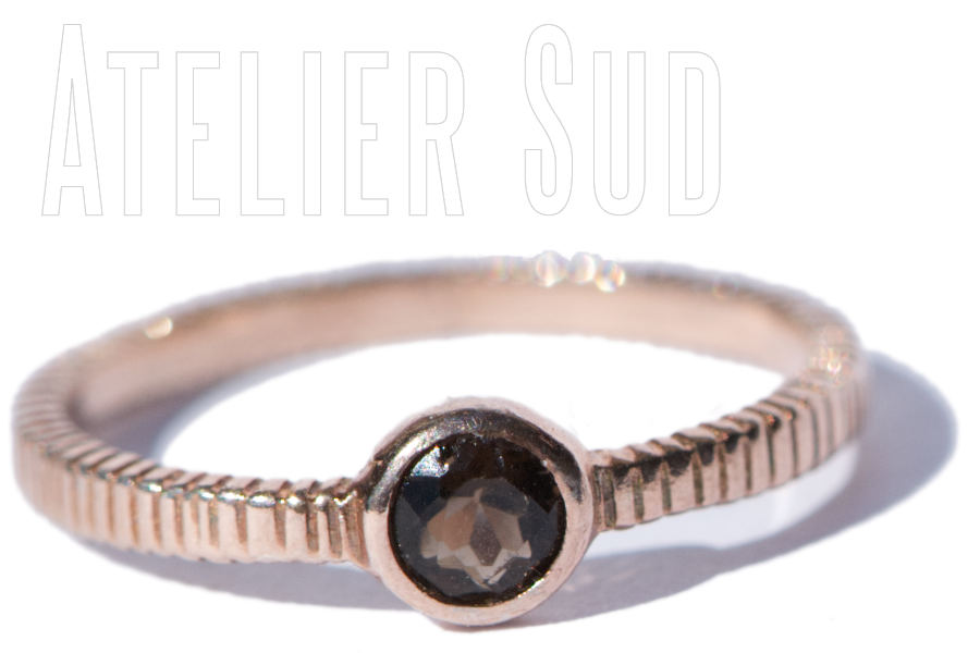 handgemaakte ring mineri smokey kwarts